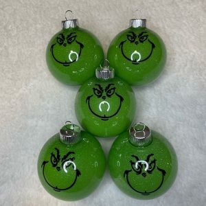 Glitter Grinch Ornaments (5 pcs)